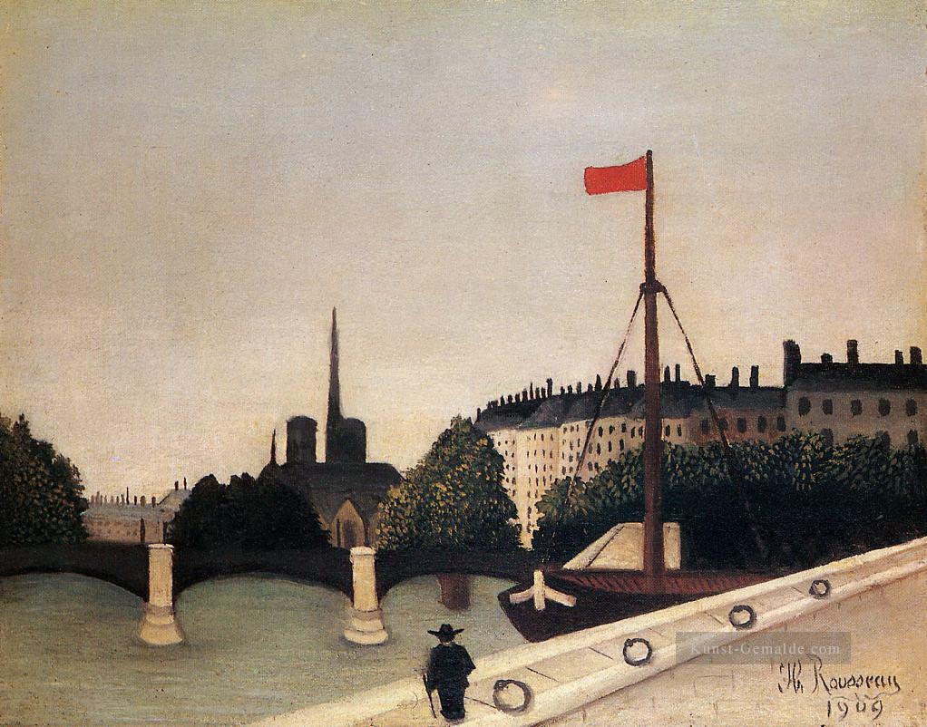 NURe Ansicht der ile Saint louis aus dem Quai henri iv 1909 Henri Rousseau Post Impressionism Naive Primitivism Ölgemälde